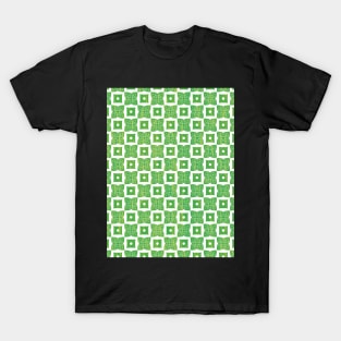 Light green floral and rectangle pattern T-Shirt